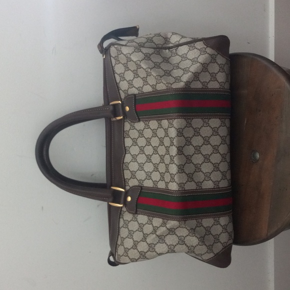 Authentic Vintage Gucci GG Monogram Supreme Sherry Web Ophidia Large Boston Bag - Picture 2 of 10